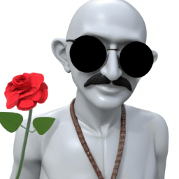 Gandhi ji with red rose and sunglasses